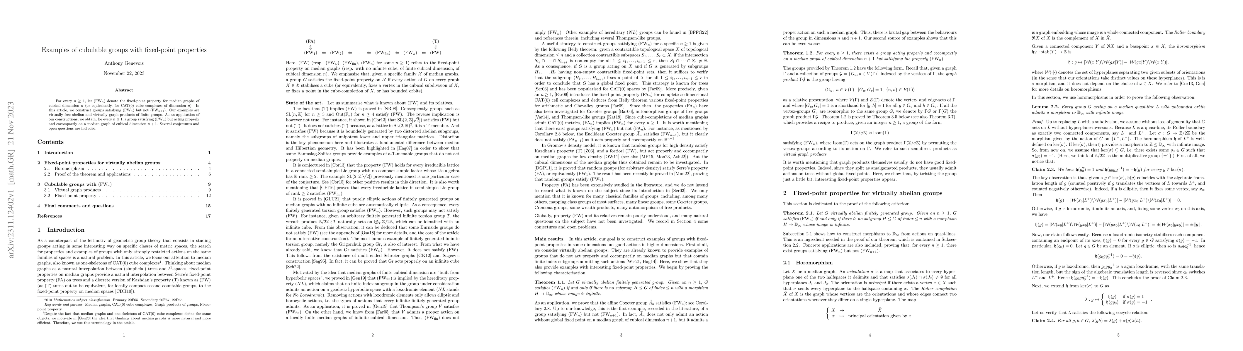 Thumbnail for Examples of cubulable groups with fixed-point properties