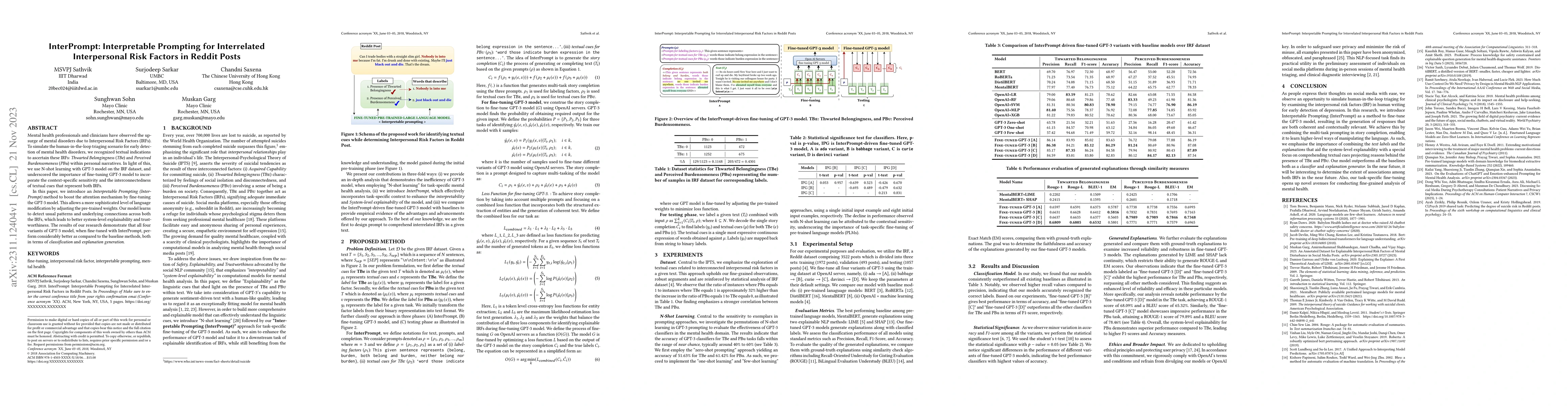 Thumbnail for InterPrompt: Interpretable Prompting for Interrelated Interpersonal Risk
  Factors in Reddit Posts