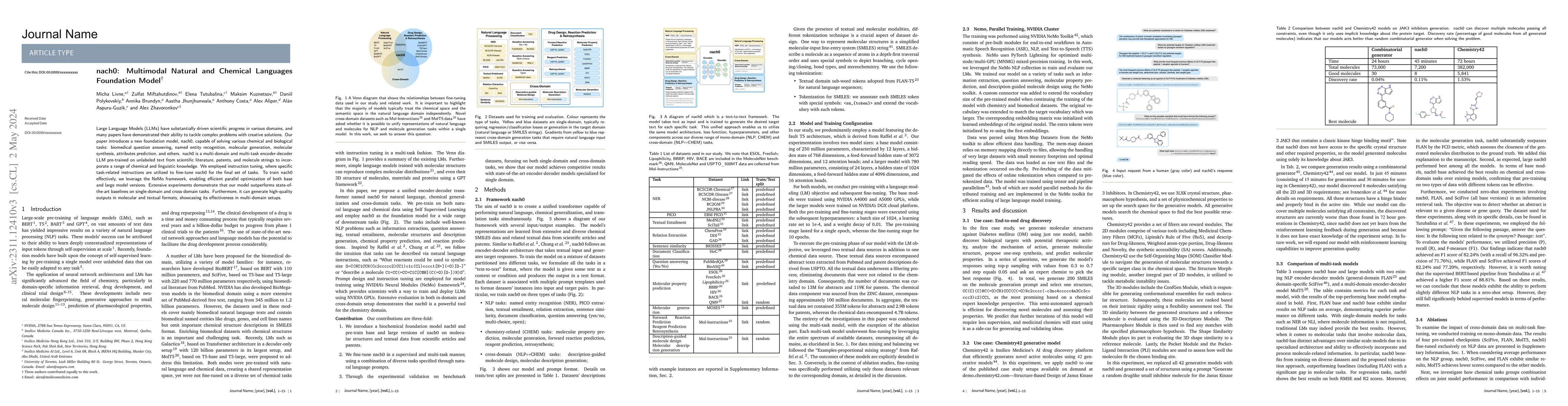 Thumbnail for nach0: Multimodal Natural and Chemical Languages Foundation Model