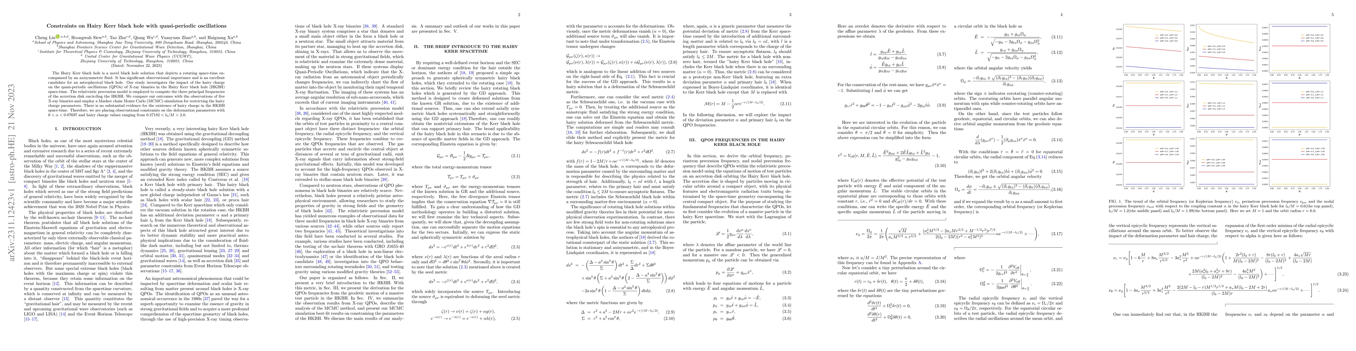 Thumbnail for Constraints on Hairy Kerr black hole with quasi-periodic oscillations