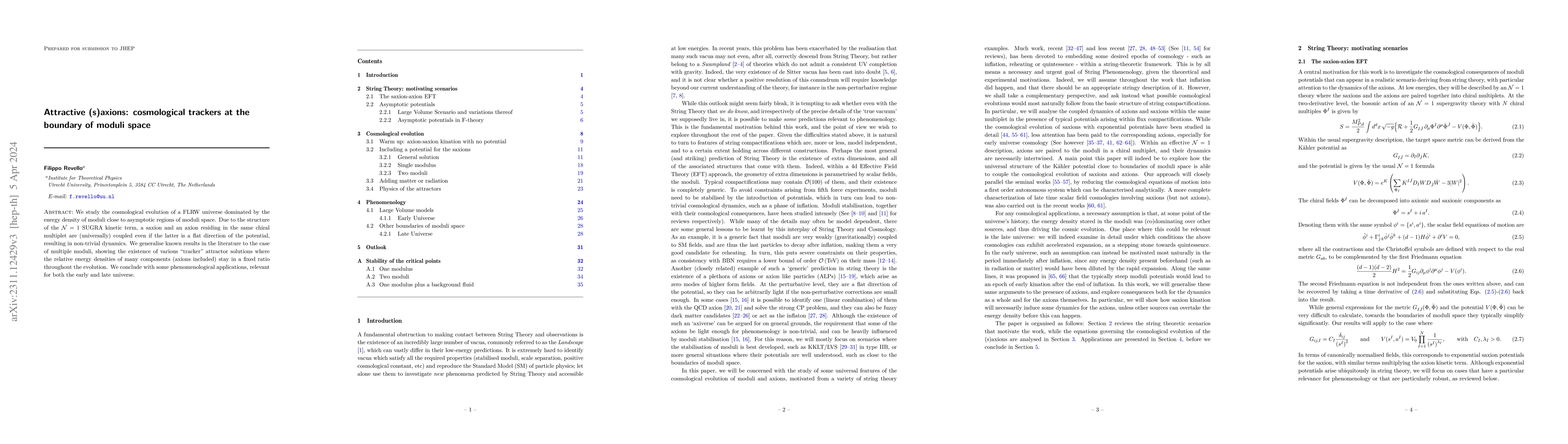 Thumbnail for Attractive (s)axions: cosmological trackers at the boundary of moduli
  space