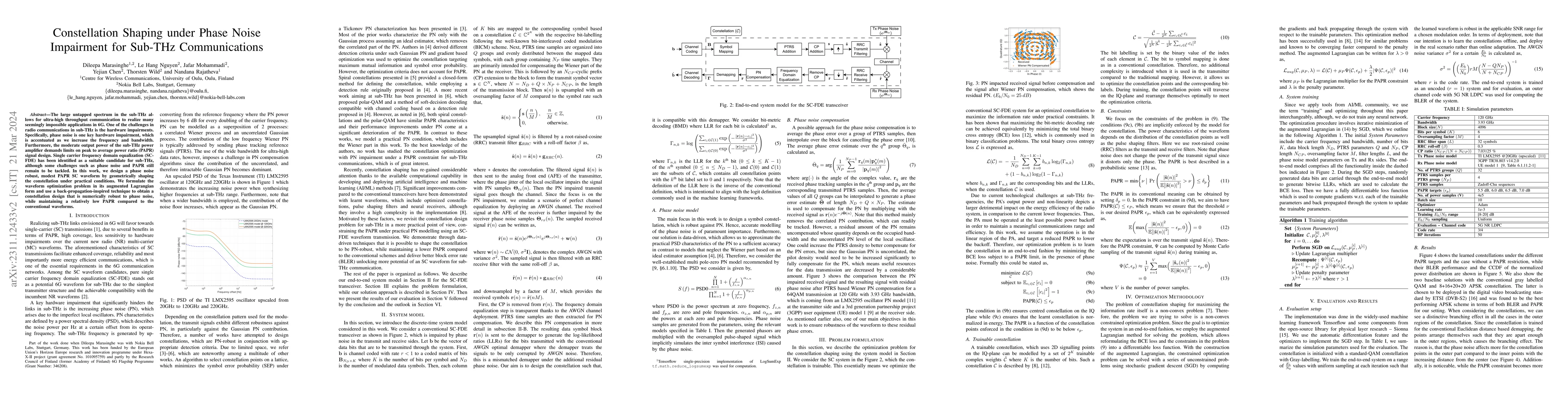 Thumbnail for Constellation Shaping under Phase Noise Impairment for Sub-THz
  Communications