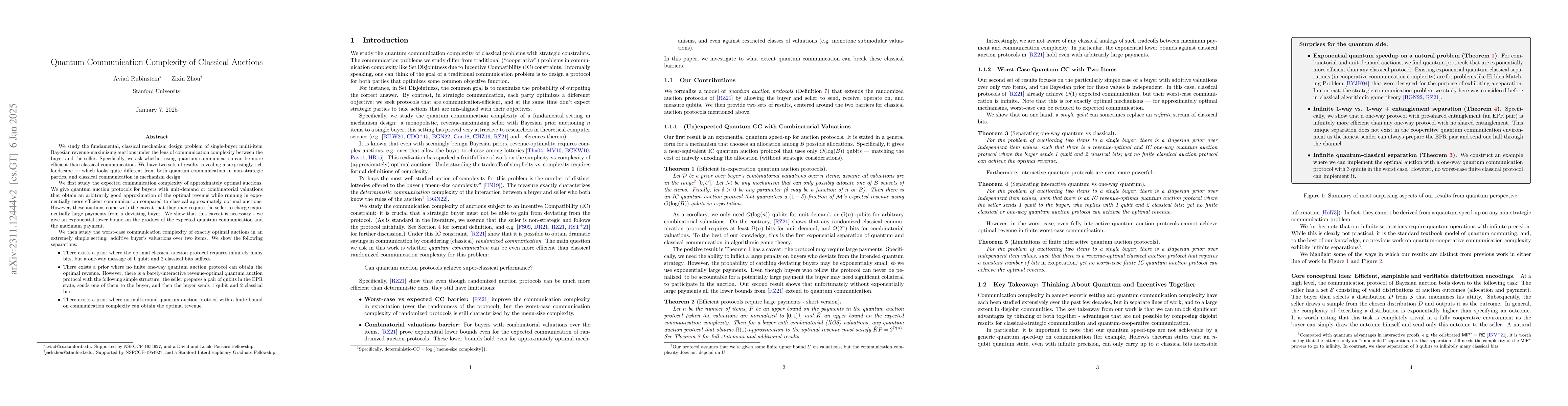 Thumbnail for Quantum Communication Complexity of Classical Auctions