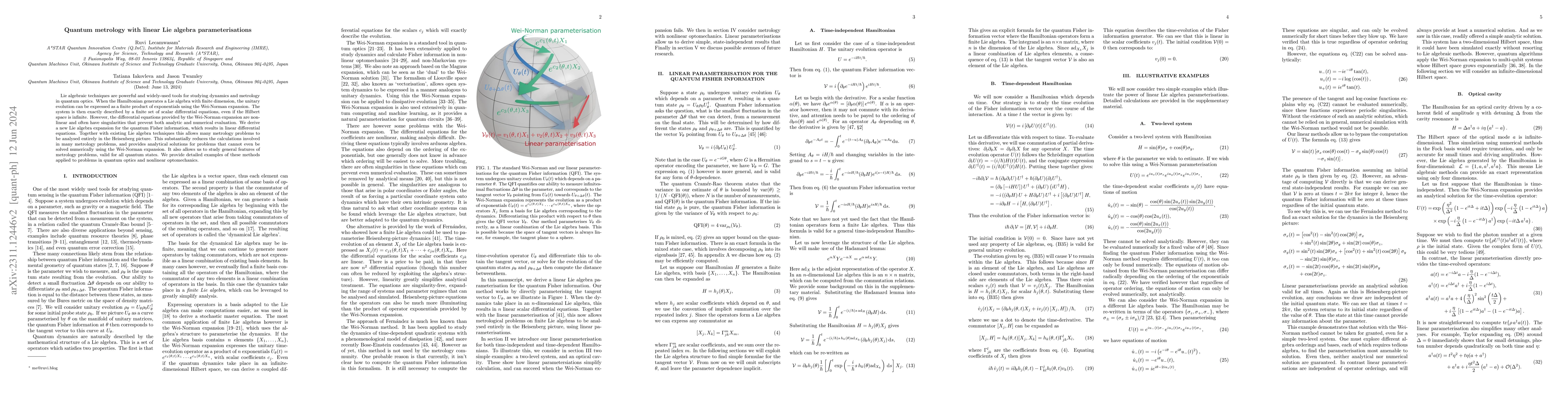 Thumbnail for Quantum metrology with linear Lie algebra parameterisations
