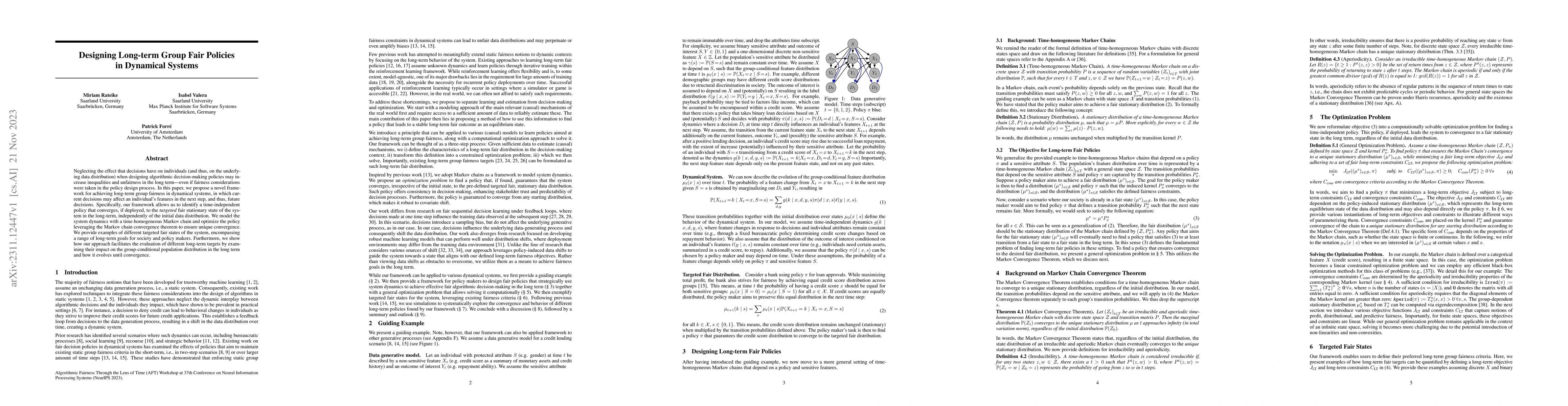 Thumbnail for Designing Long-term Group Fair Policies in Dynamical Systems
