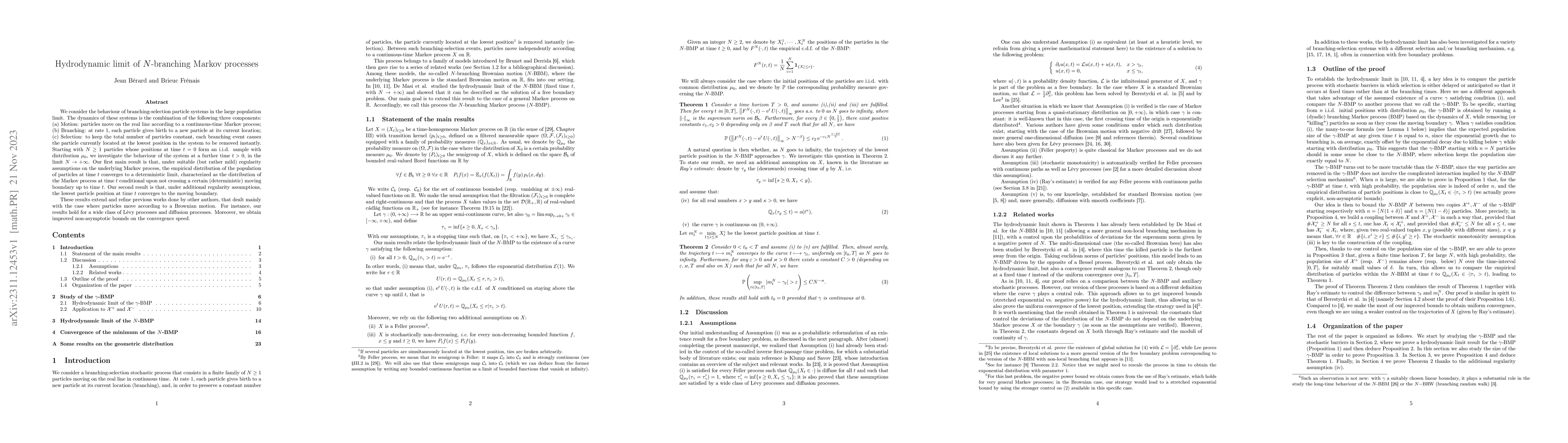 Thumbnail for Hydrodynamic limit of N-branching Markov processes