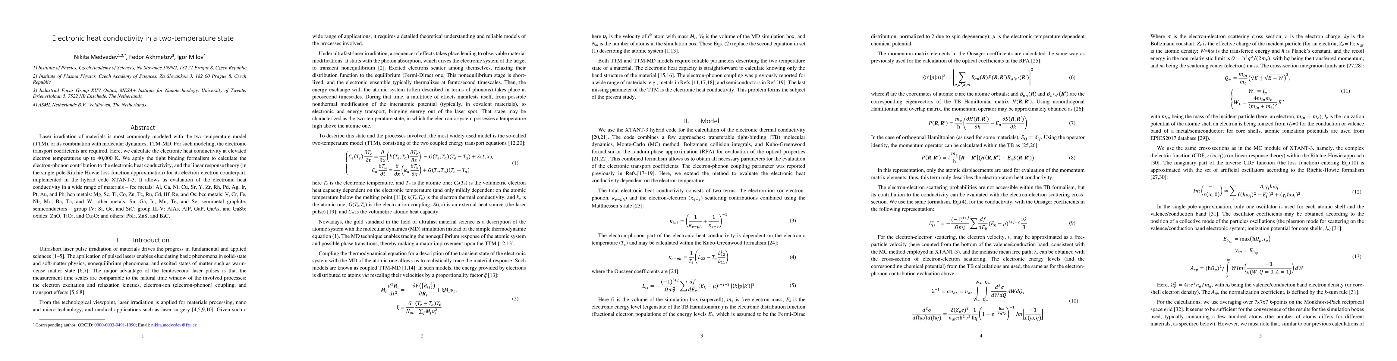 Thumbnail for Electronic heat conductivity in a two-temperature state