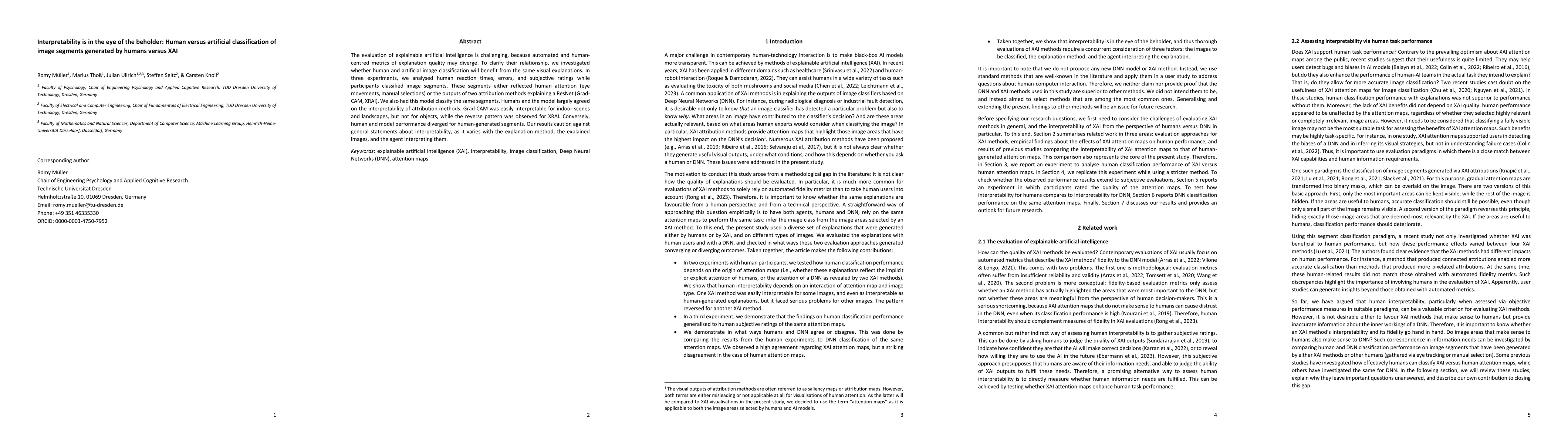 Thumbnail for Interpretability is in the eye of the beholder: Human versus artificial
  classification of image segments generated by humans versus XAI