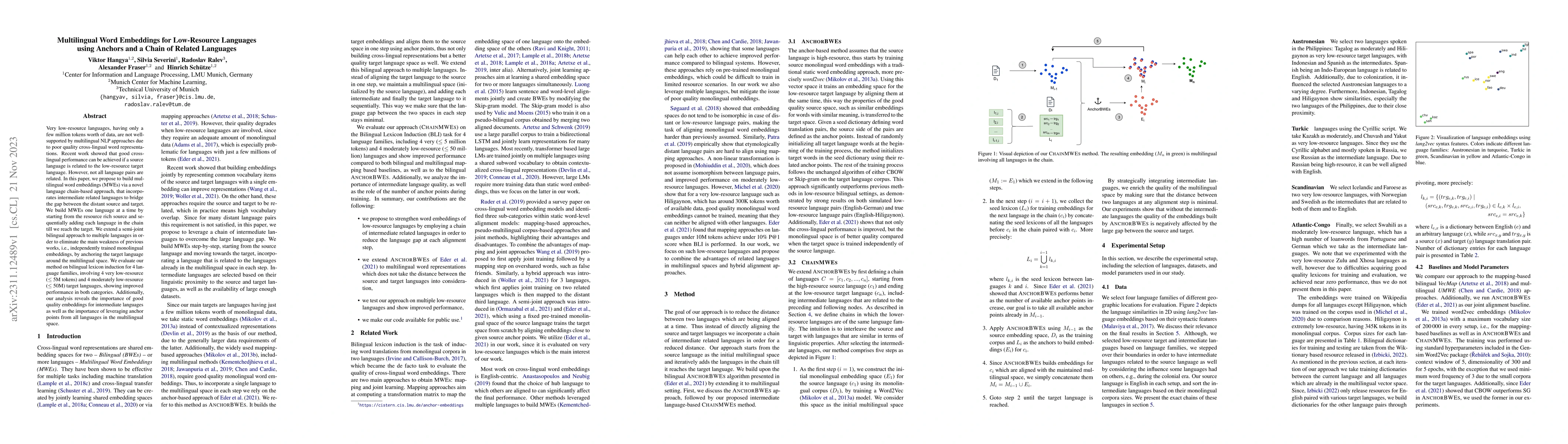 Thumbnail for Multilingual Word Embeddings for Low-Resource Languages using Anchors
  and a Chain of Related Languages