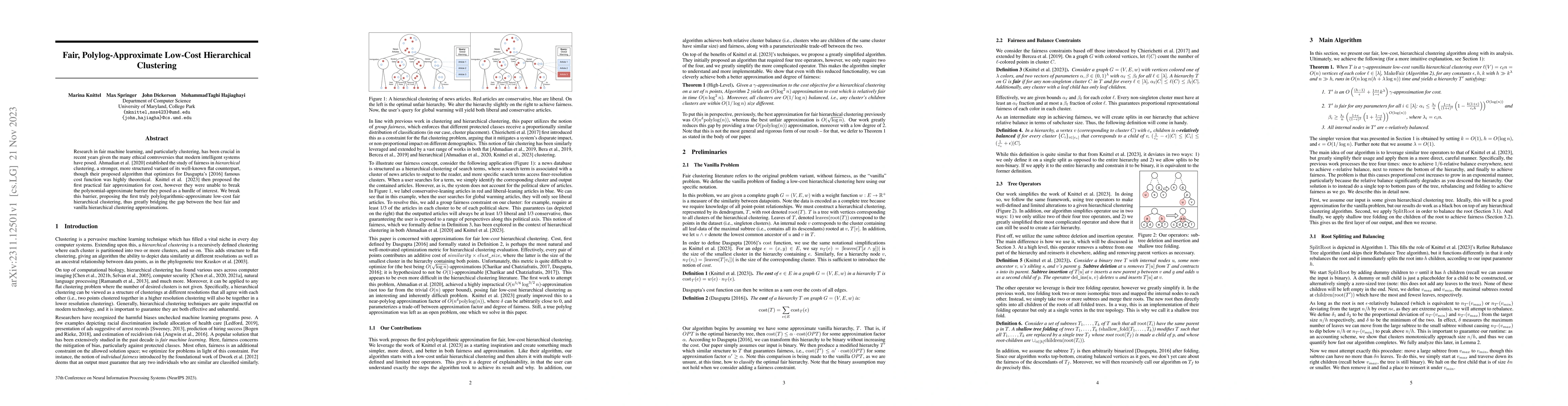 Thumbnail for Fair Polylog-Approximate Low-Cost Hierarchical Clustering