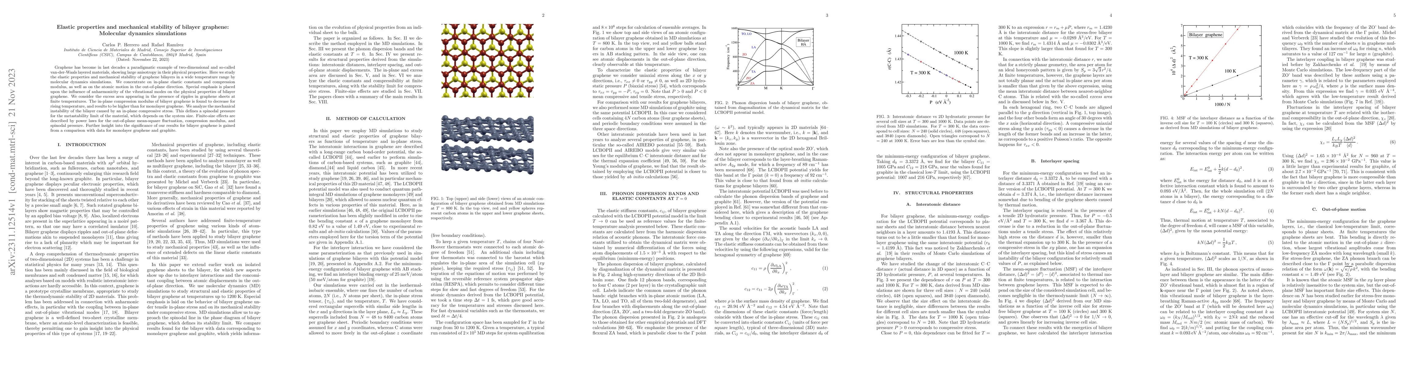 Thumbnail for Elastic properties and mechanical stability of bilayer graphene:
  Molecular dynamics simulations