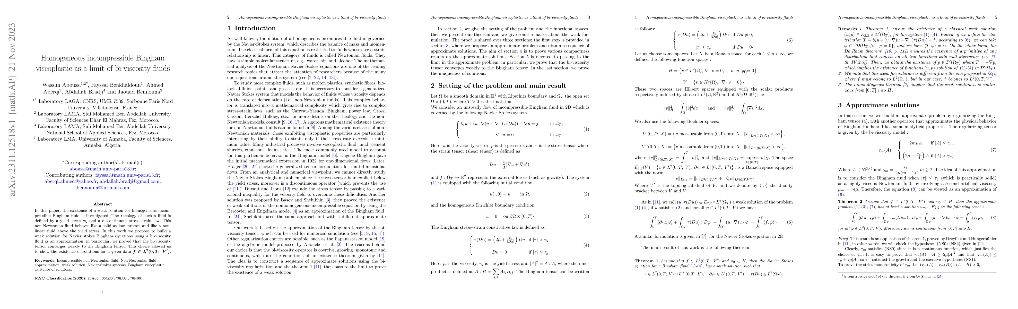 Thumbnail for Homogeneous incompressible Bingham viscoplastic as a limit of
  bi-viscosity fluids