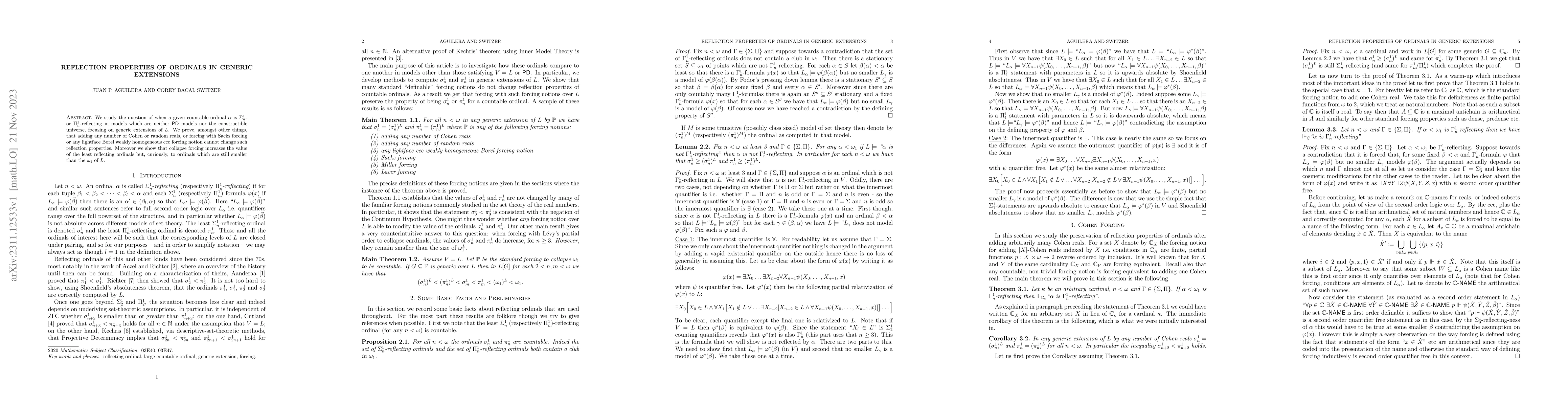 Thumbnail for Reflection Properties of Ordinals in Generic Extensions