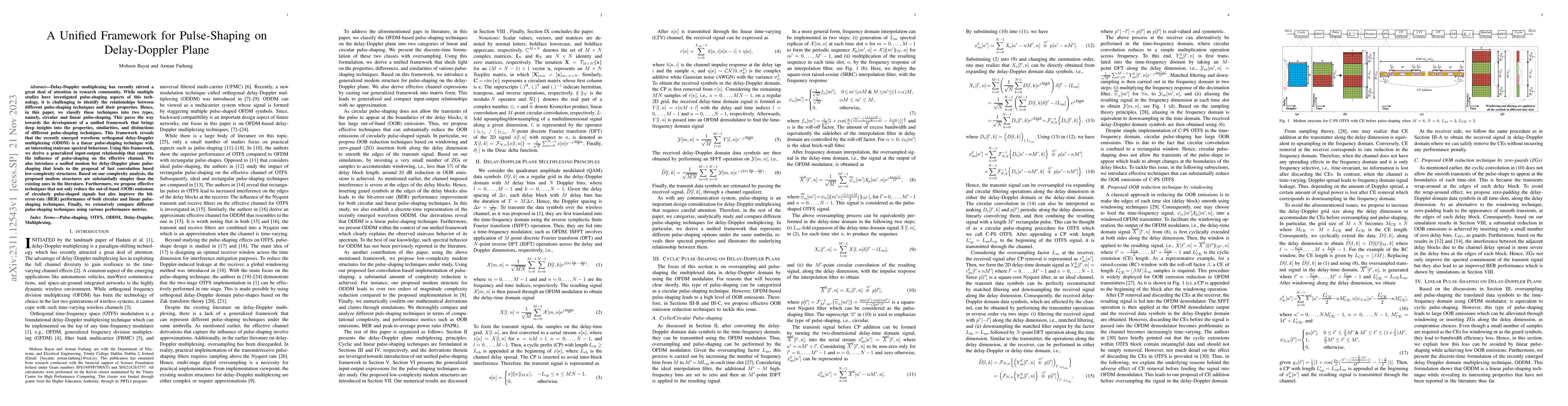 Thumbnail for A Unified Framework for Pulse-Shaping on Delay-Doppler Plane