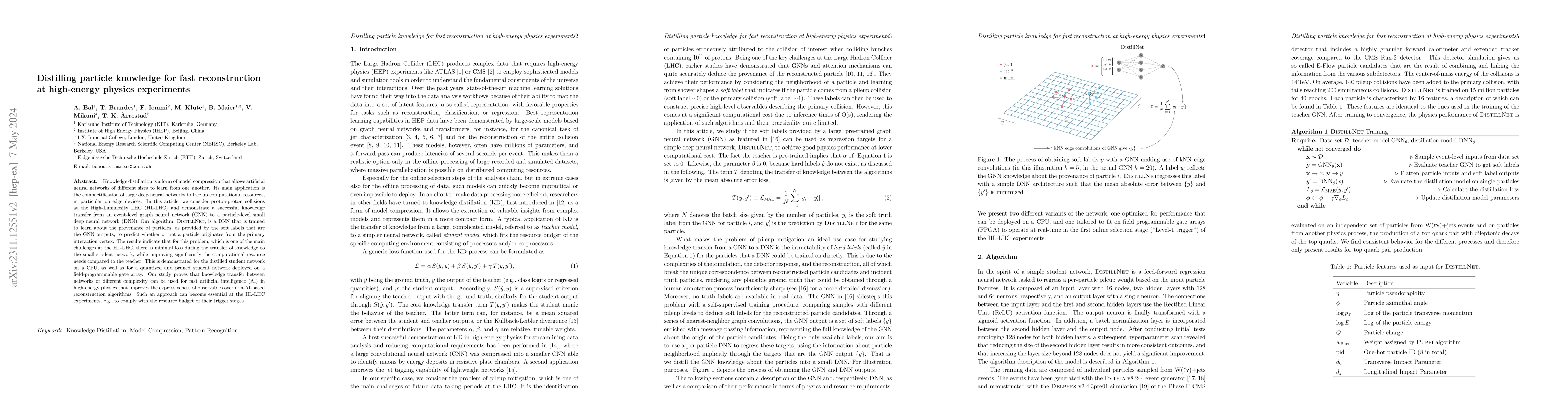 Thumbnail for Distilling particle knowledge for fast reconstruction at high-energy
  physics experiments