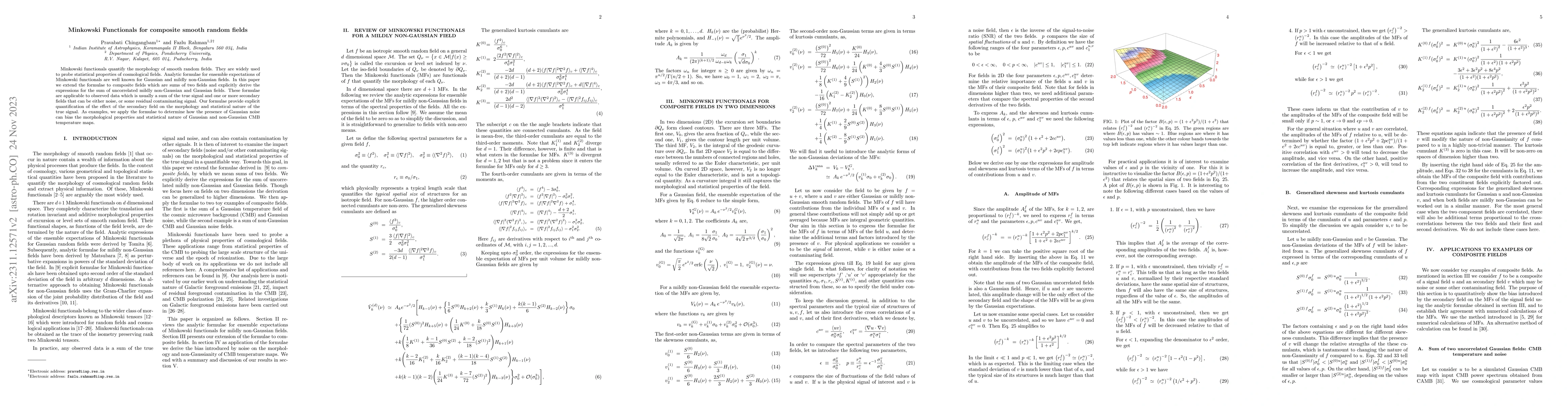 Thumbnail for Minkowski Functionals for composite smooth random fields