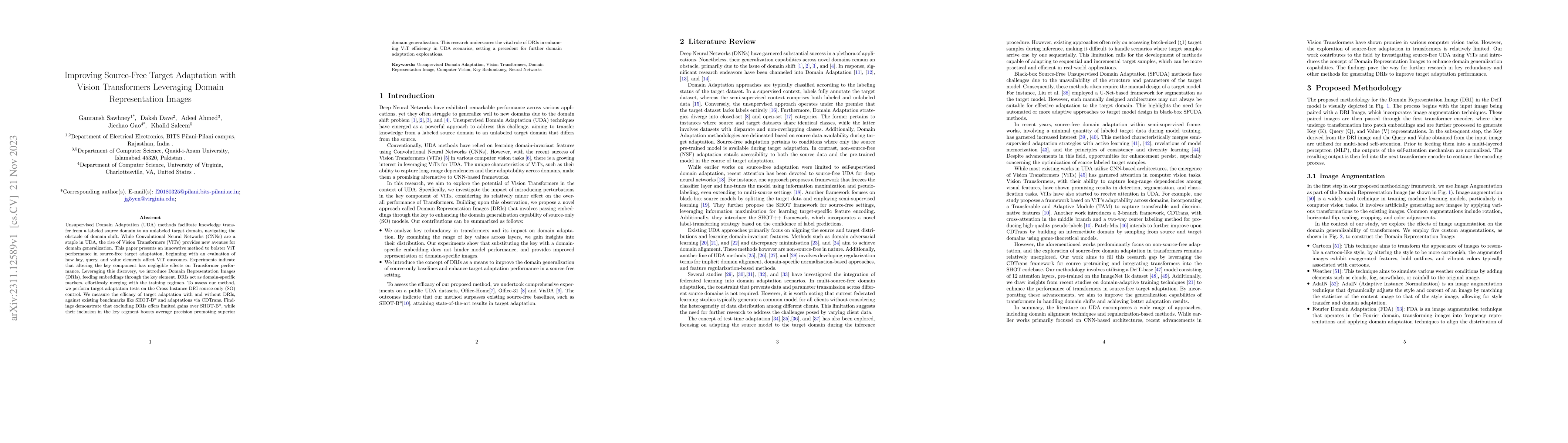 Thumbnail for Improving Source-Free Target Adaptation with Vision Transformers
  Leveraging Domain Representation Images
