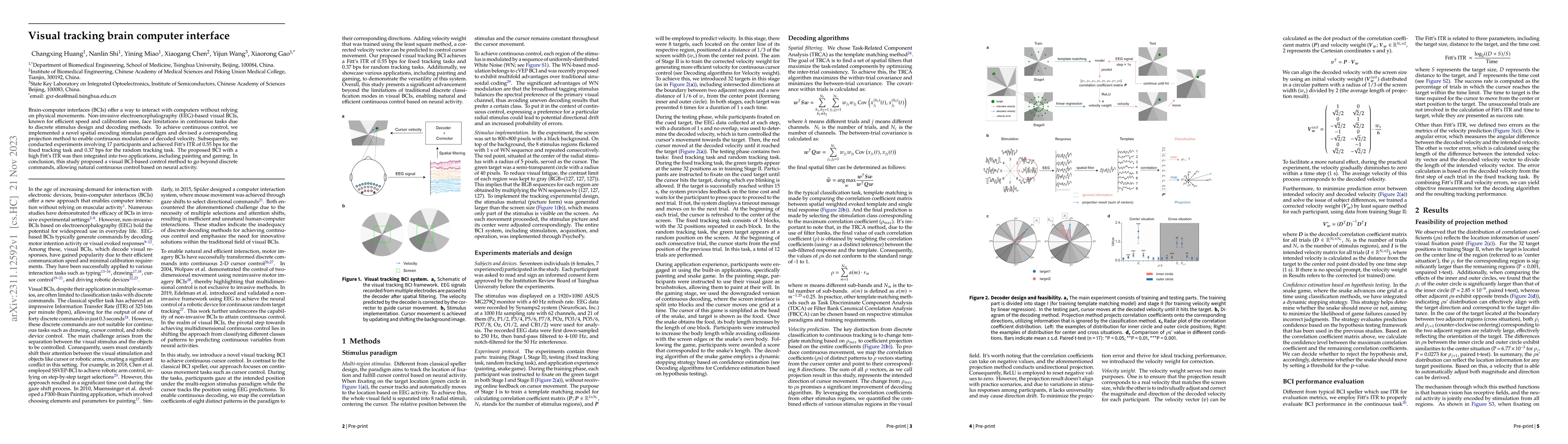 Thumbnail for Visual tracking brain computer interface