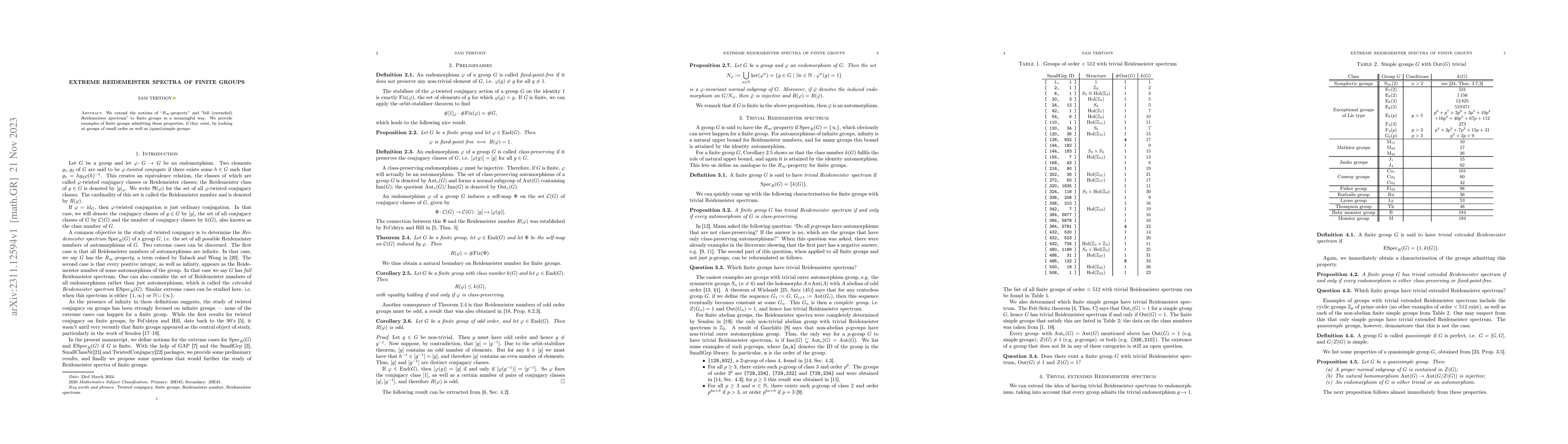 Thumbnail for Extreme Reidemeister spectra of finite groups