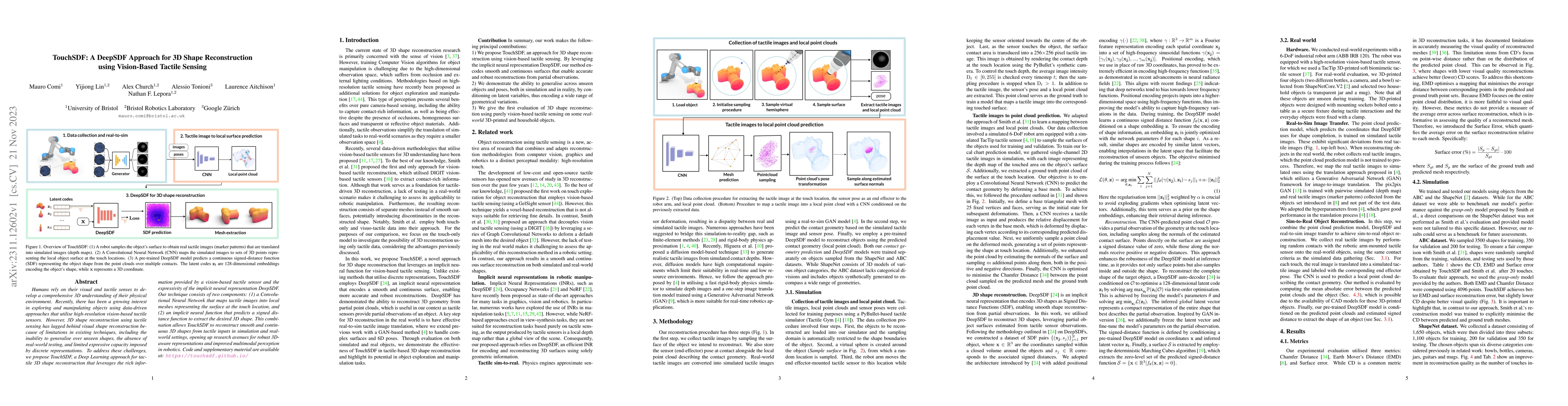 Thumbnail for TouchSDF: A DeepSDF Approach for 3D Shape Reconstruction using
  Vision-Based Tactile Sensing