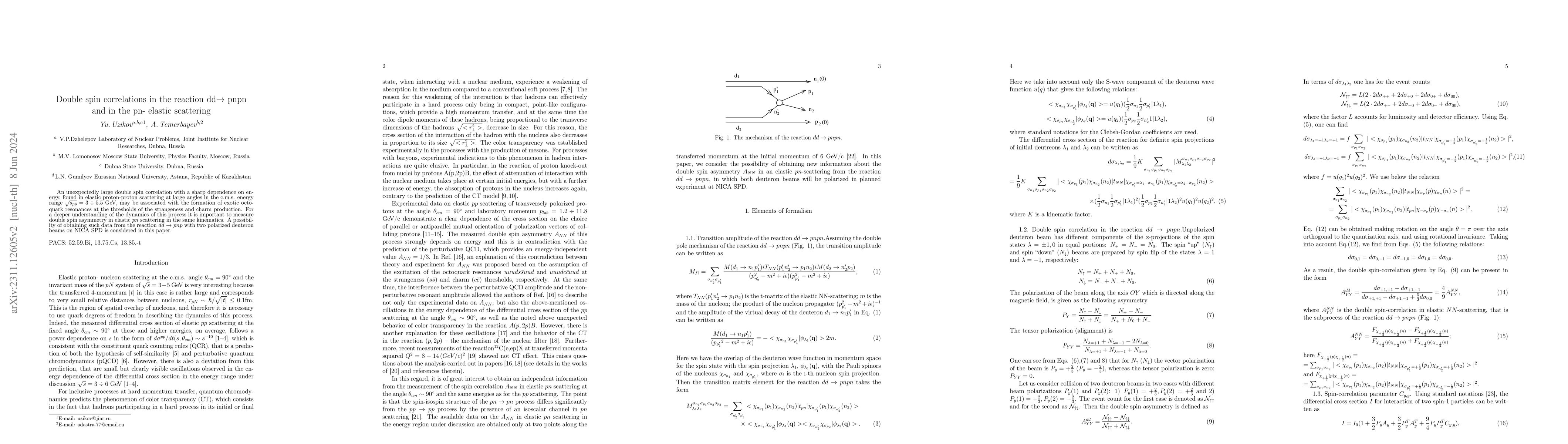 Thumbnail for Double spin correlations in the reaction dd->pnpn and in the pn-elastic
  scattering