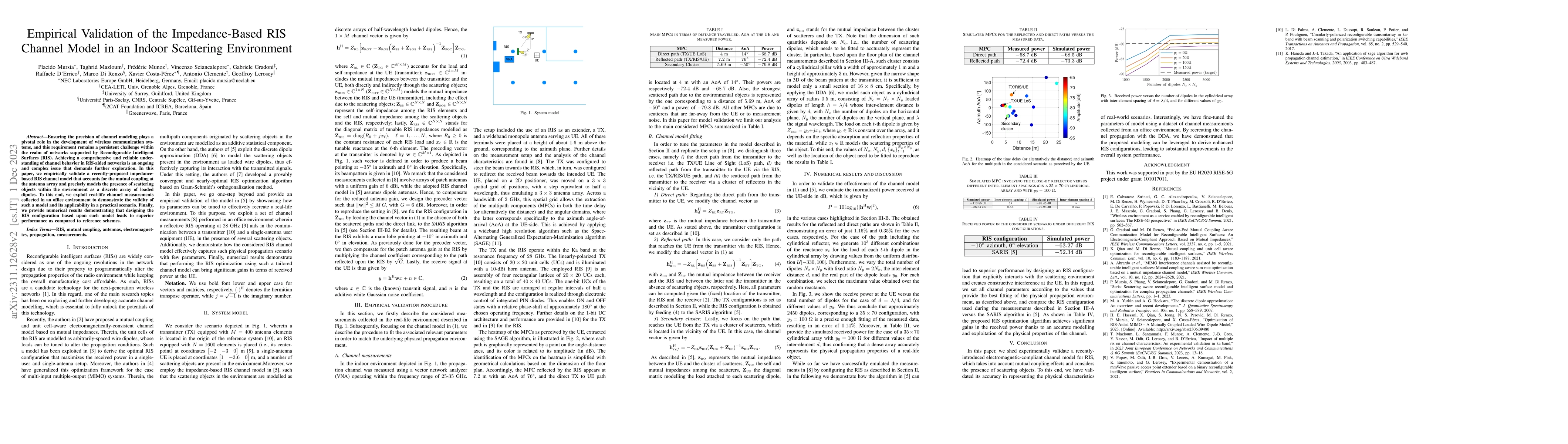 Thumbnail for Empirical Validation of the Impedance-Based RIS Channel Model in an
  Indoor Scattering Environment