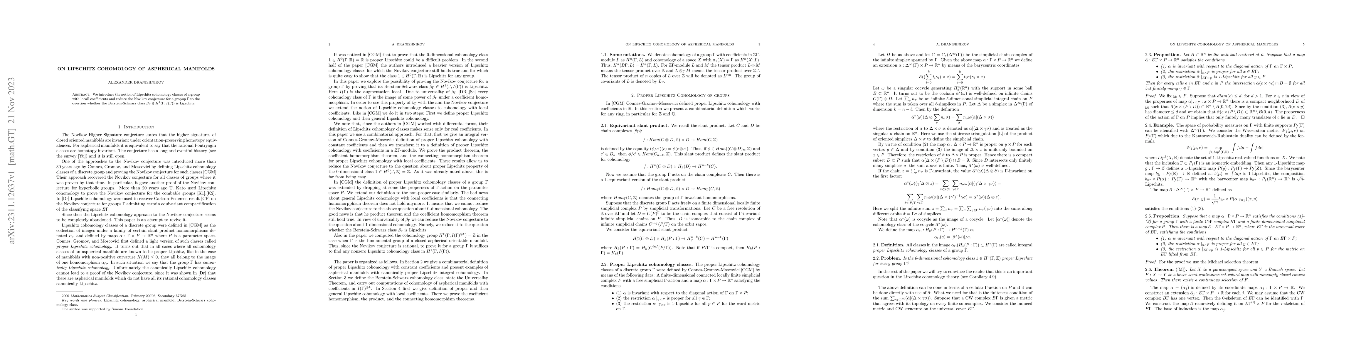 Thumbnail for On Lipschitz cohomology of aspherical manifolds