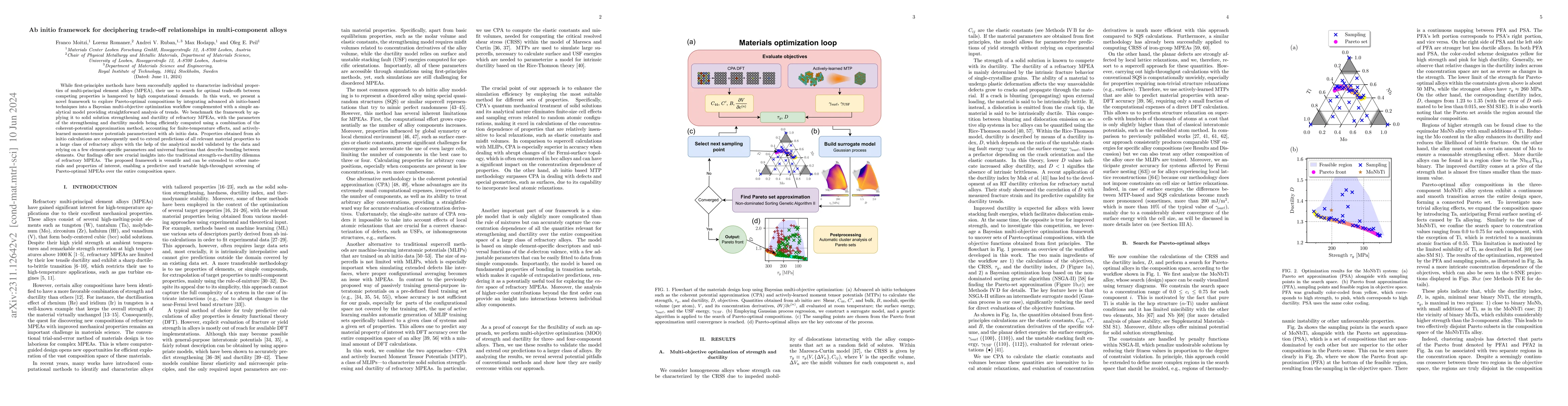 Thumbnail for Ab initio framework for deciphering trade-off relationships in
  multi-component alloys