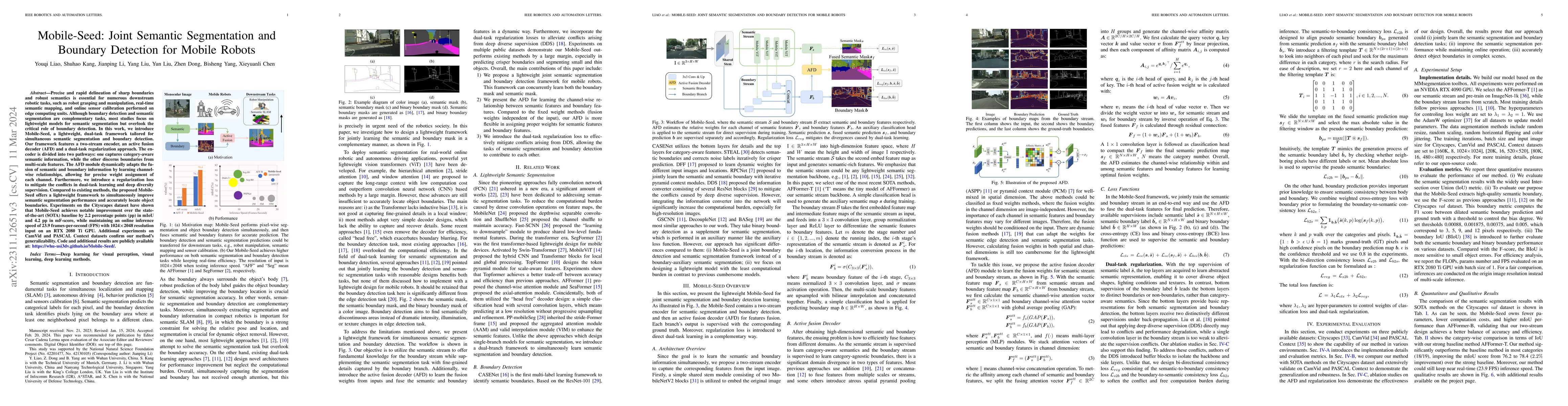 Thumbnail for Mobile-Seed: Joint Semantic Segmentation and Boundary Detection for
  Mobile Robots