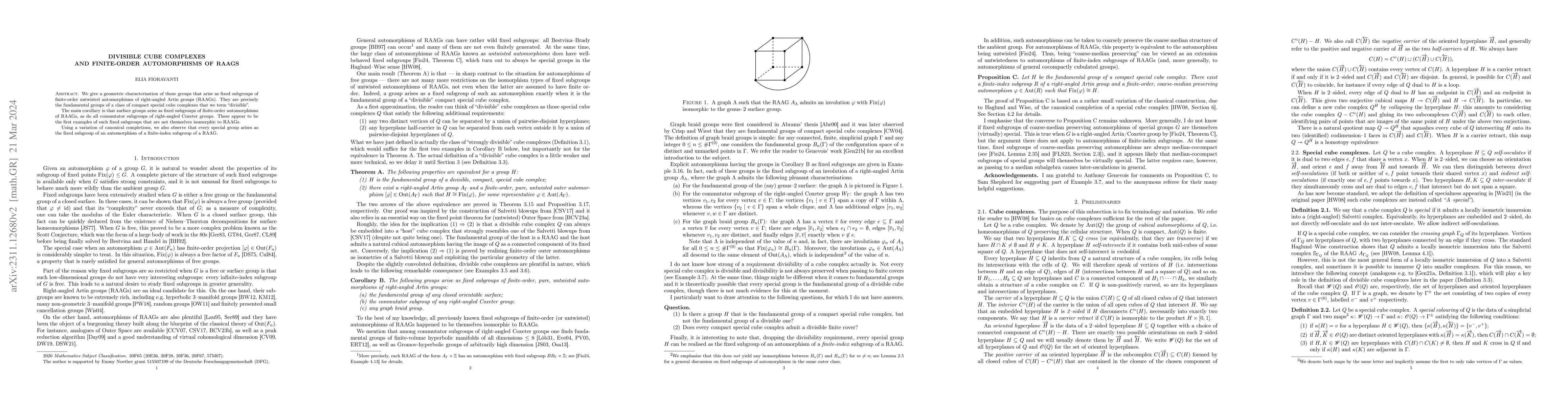 Thumbnail for Divisible cube complexes and finite-order automorphisms of RAAGs