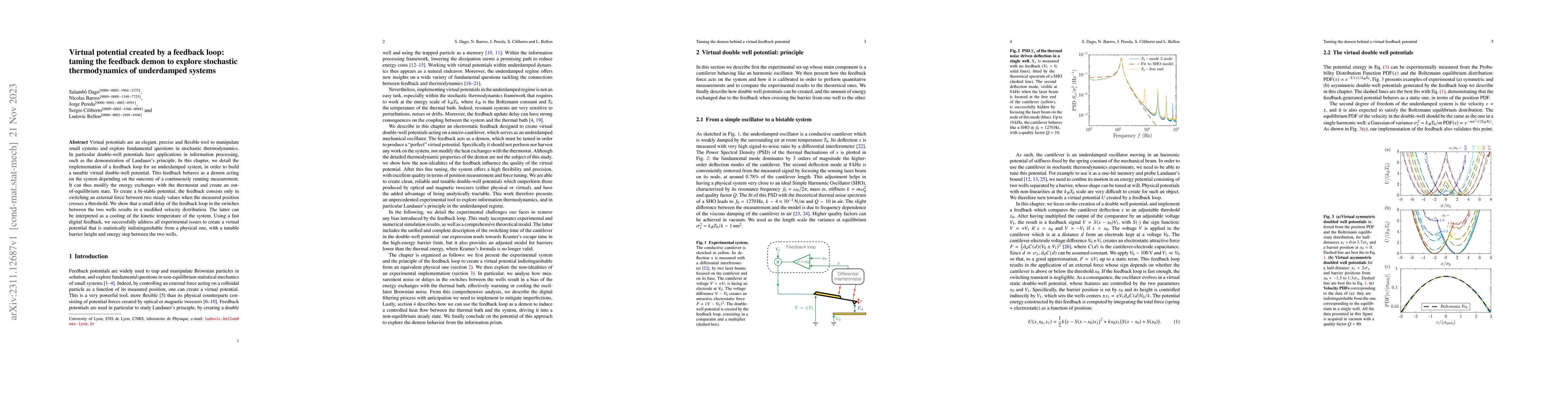 Thumbnail for Virtual potential created by a feedback loop: taming the feedback demon
  to explore stochastic thermodynamics of underdamped systems