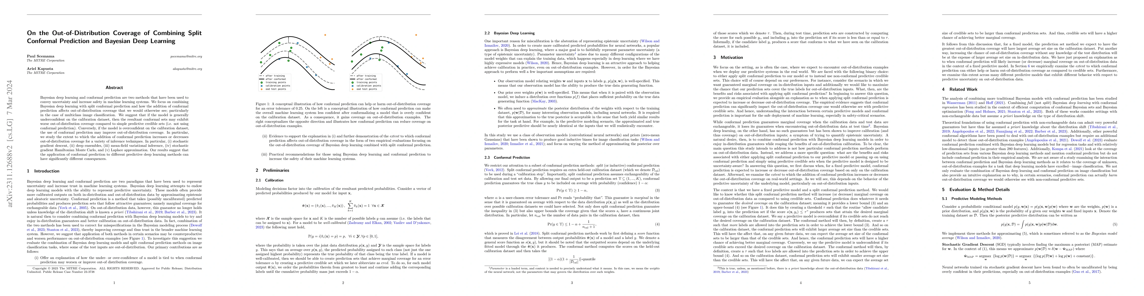 Thumbnail for On the Out-of-Distribution Coverage of Combining Split Conformal
  Prediction and Bayesian Deep Learning