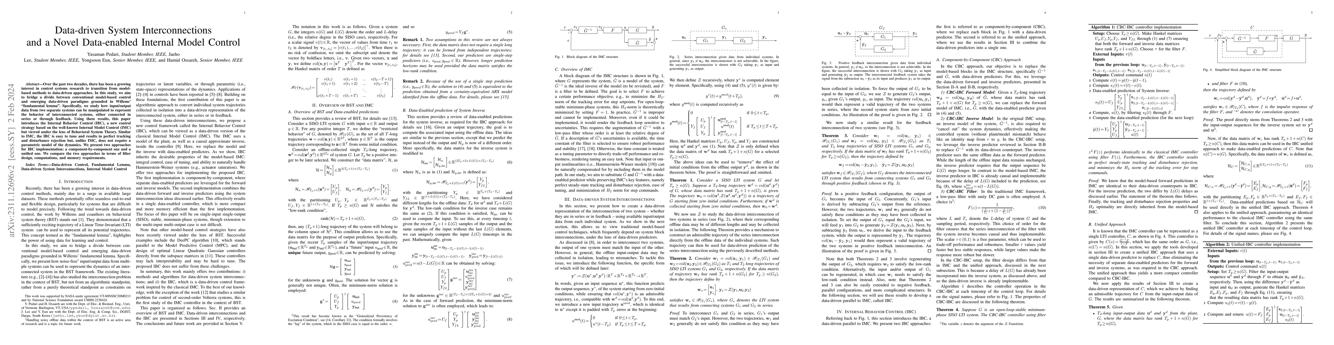 Thumbnail for Data-driven System Interconnections and a Novel Data-enabled Internal
  Model Control