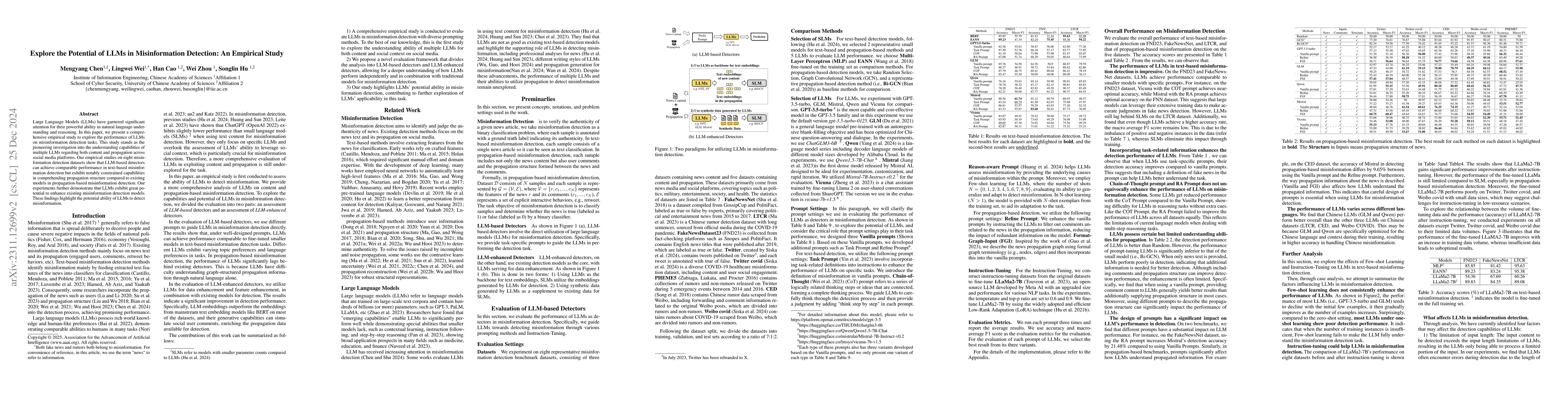 Thumbnail for Can Large Language Models Understand Content and Propagation for
  Misinformation Detection: An Empirical Study