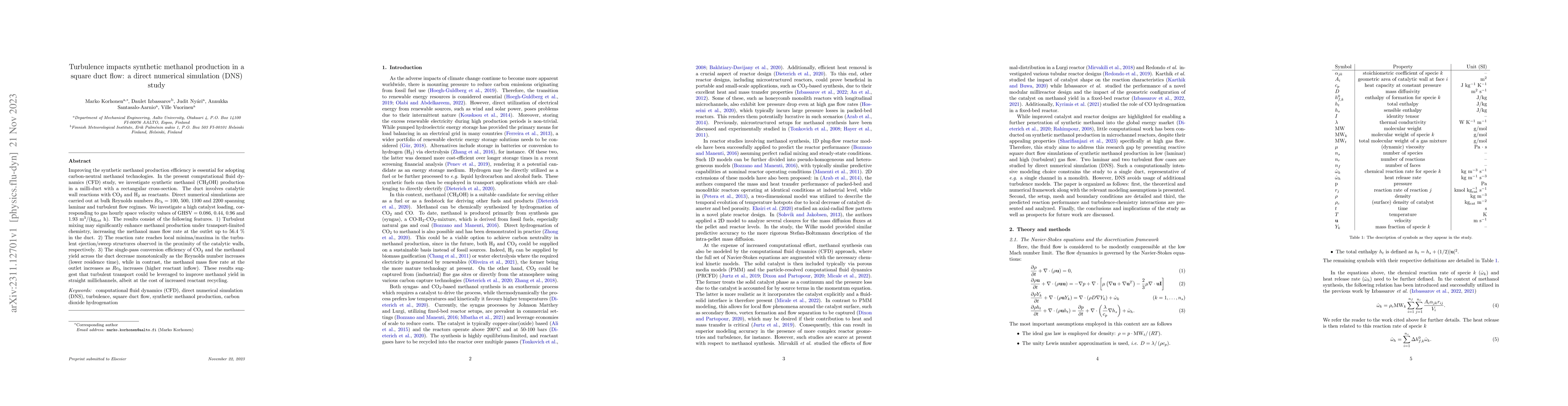 Thumbnail for Turbulence impacts synthetic methanol production in a square duct flow:
  a direct numerical simulation (DNS) study