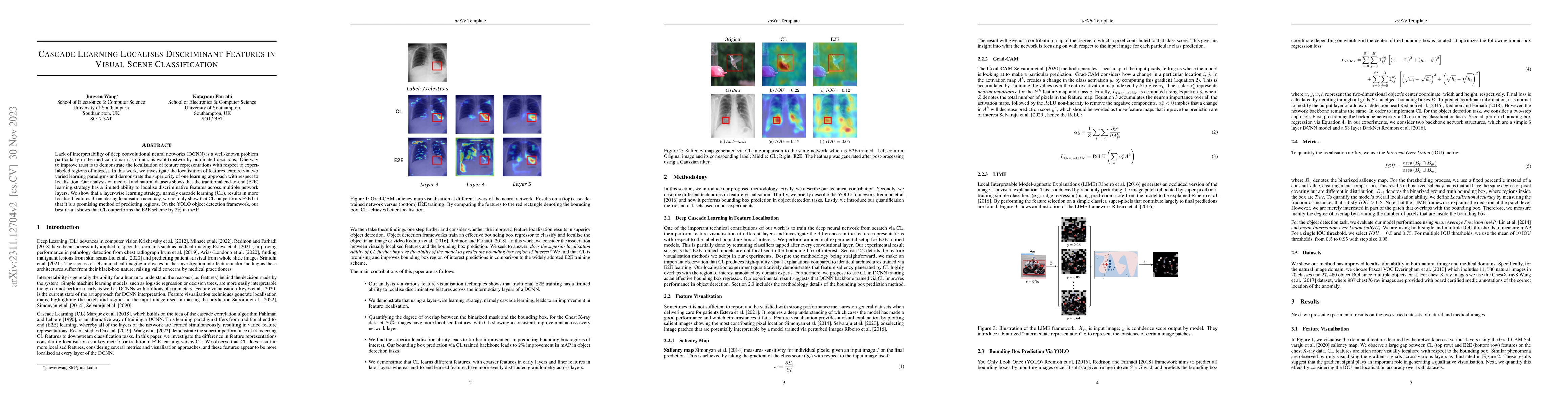 Thumbnail for Cascade Learning Localises Discriminant Features in Visual Scene
  Classification