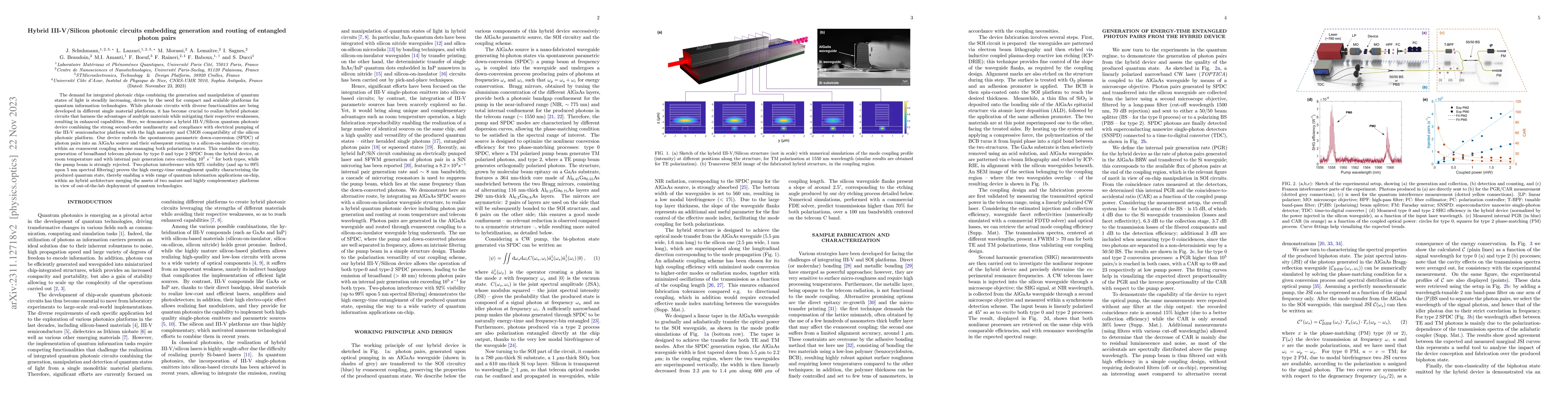 Thumbnail for Hybrid III-V/Silicon photonic circuits embedding generation and routing
  of entangled photon pairs
