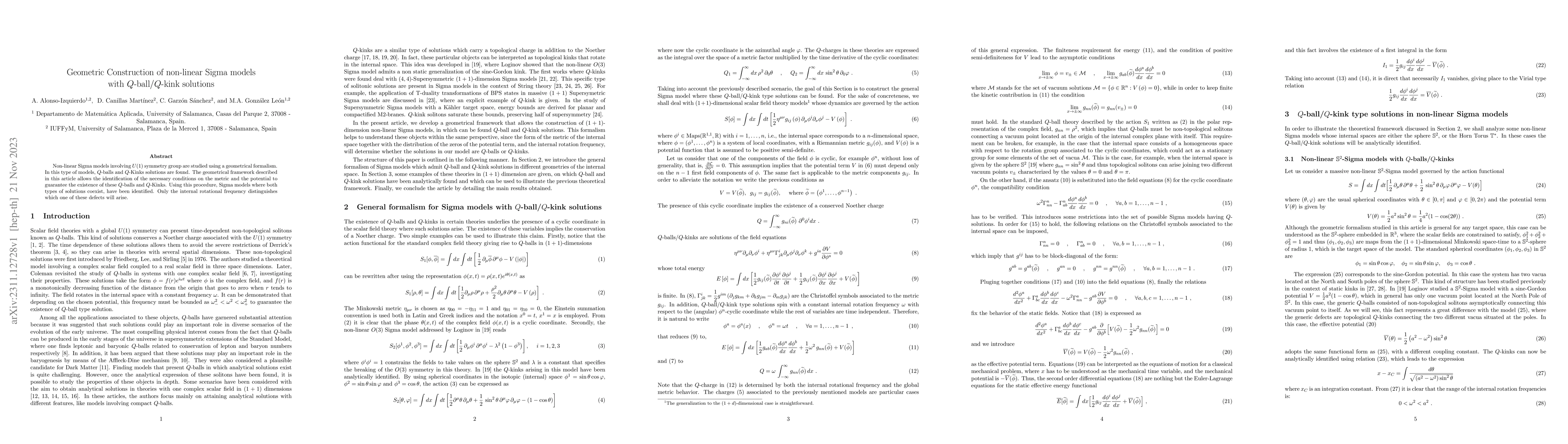 Thumbnail for Geometric Construction of non-linear Sigma models with Q-ball/Q-kink
  solutions