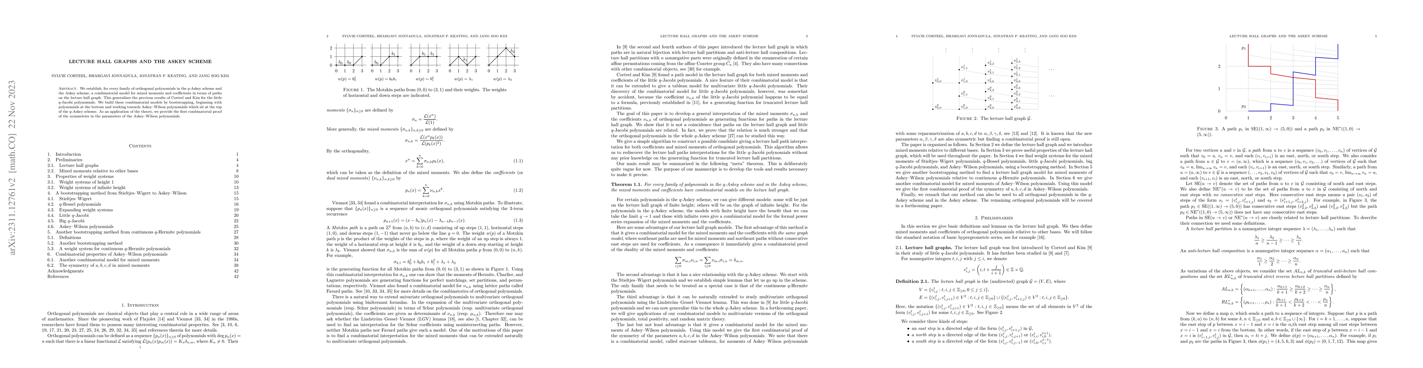 Thumbnail for Lecture hall graphs and the Askey scheme