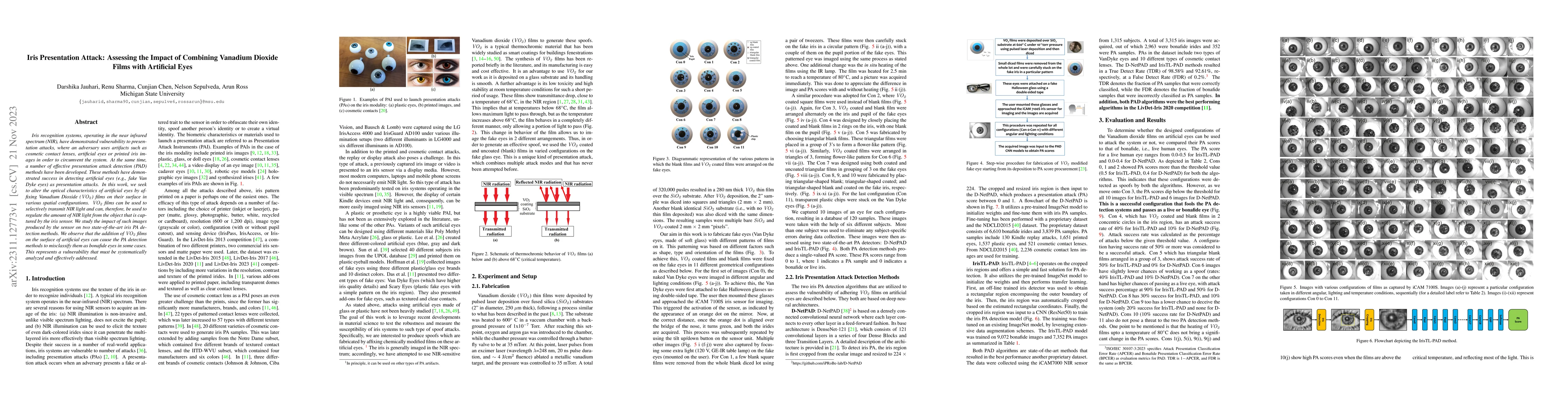 Thumbnail for Iris Presentation Attack: Assessing the Impact of Combining Vanadium
  Dioxide Films with Artificial Eyes