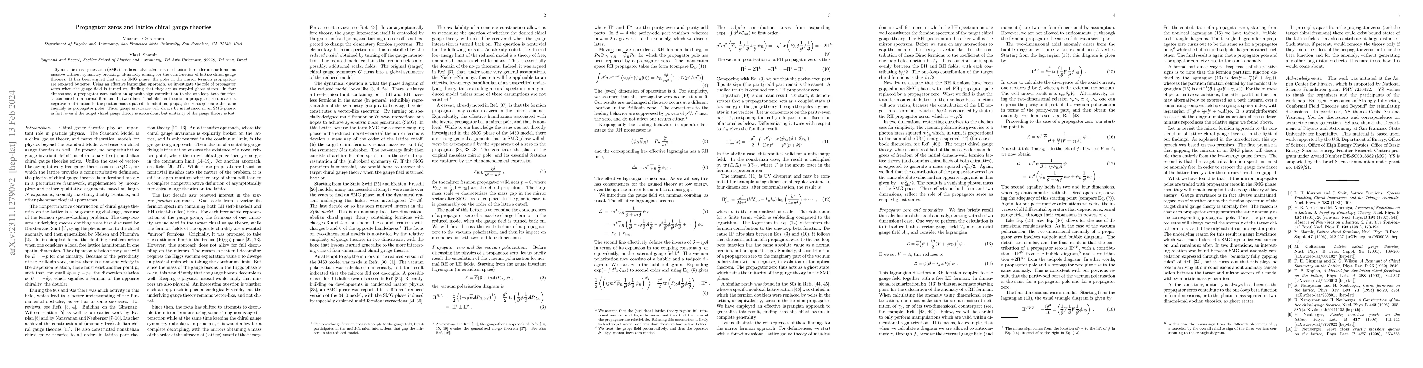 Thumbnail for Propagator zeros and lattice chiral gauge theories