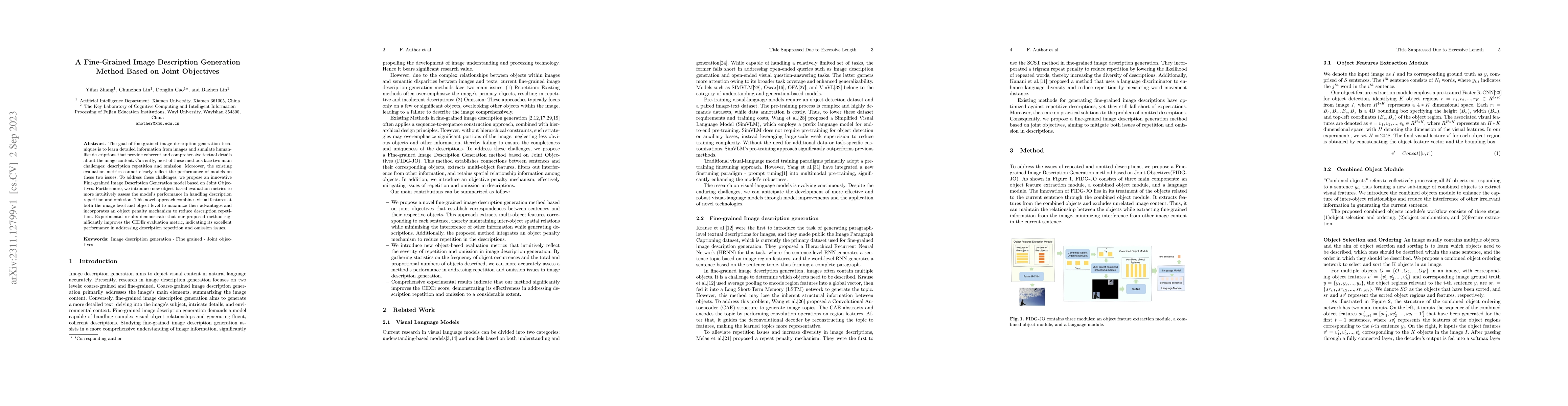 Thumbnail for A Fine-Grained Image Description Generation Method Based on Joint
  Objectives