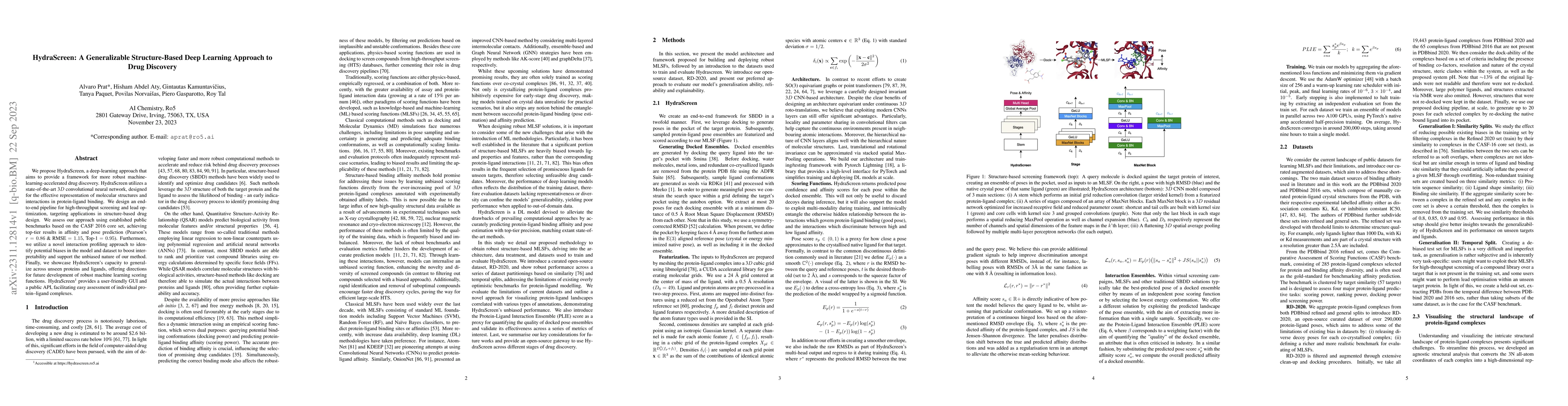 Thumbnail for HydraScreen: A Generalizable Structure-Based Deep Learning Approach to
  Drug Discovery