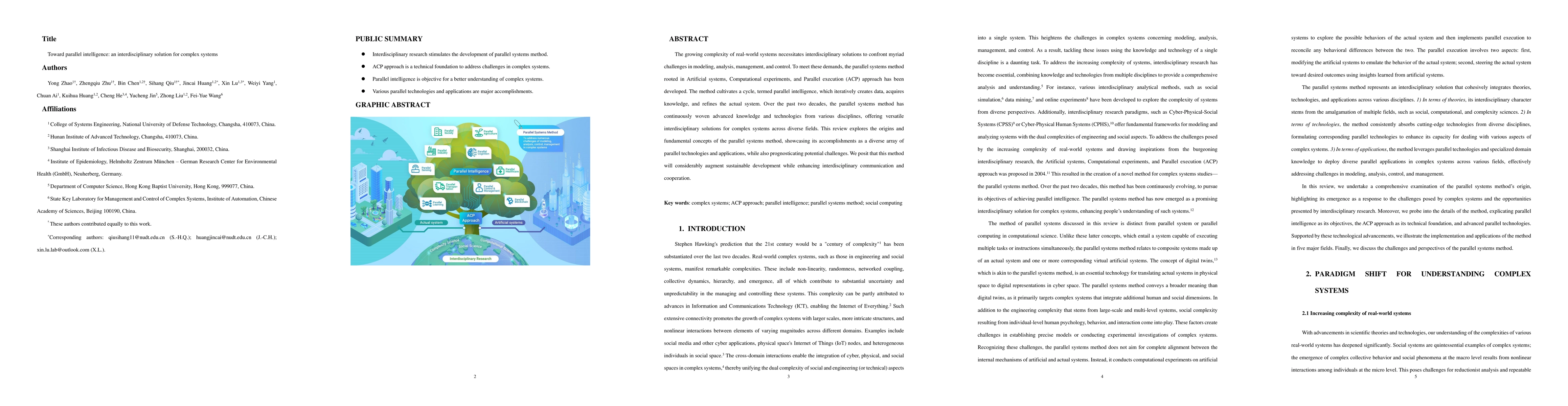Thumbnail for Toward parallel intelligence: an interdisciplinary solution for complex
  systems