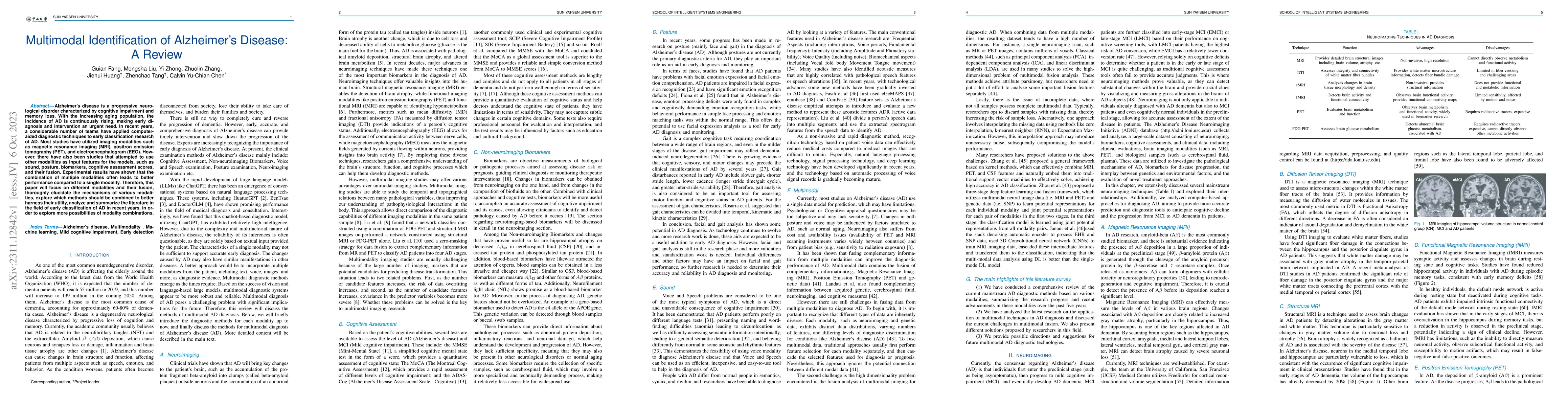 Thumbnail for Multimodal Identification of Alzheimer's Disease: A Review
