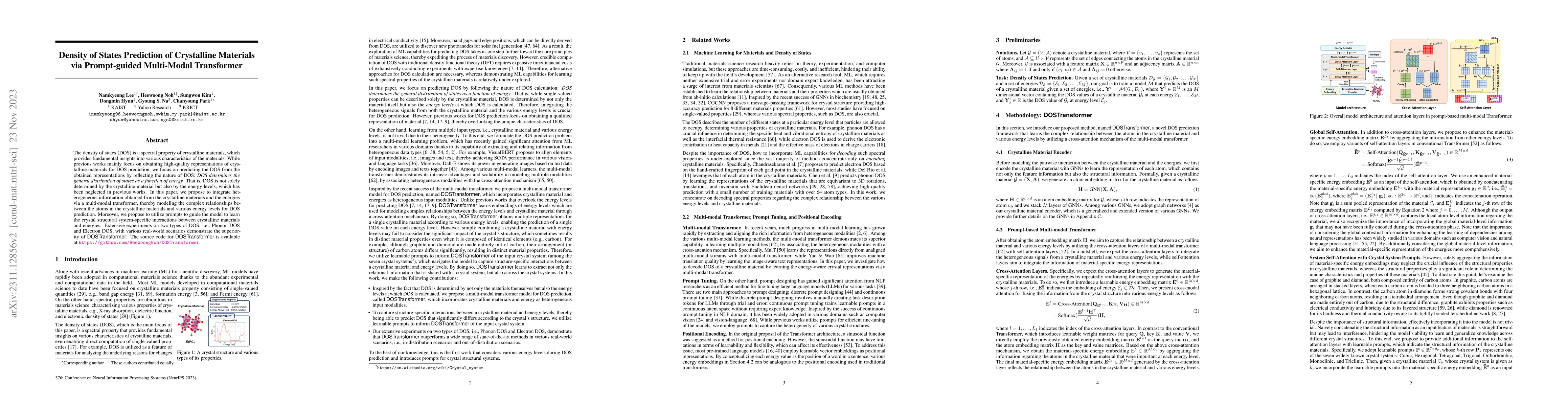 Thumbnail for Density of States Prediction of Crystalline Materials via Prompt-guided
  Multi-Modal Transformer