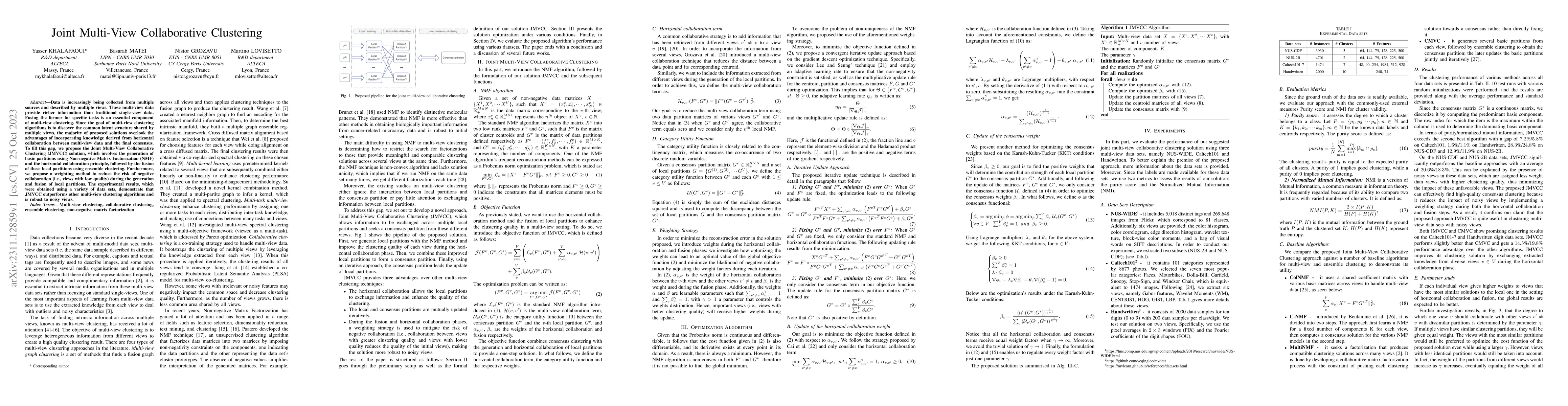Thumbnail for Joint Multi-View Collaborative Clustering