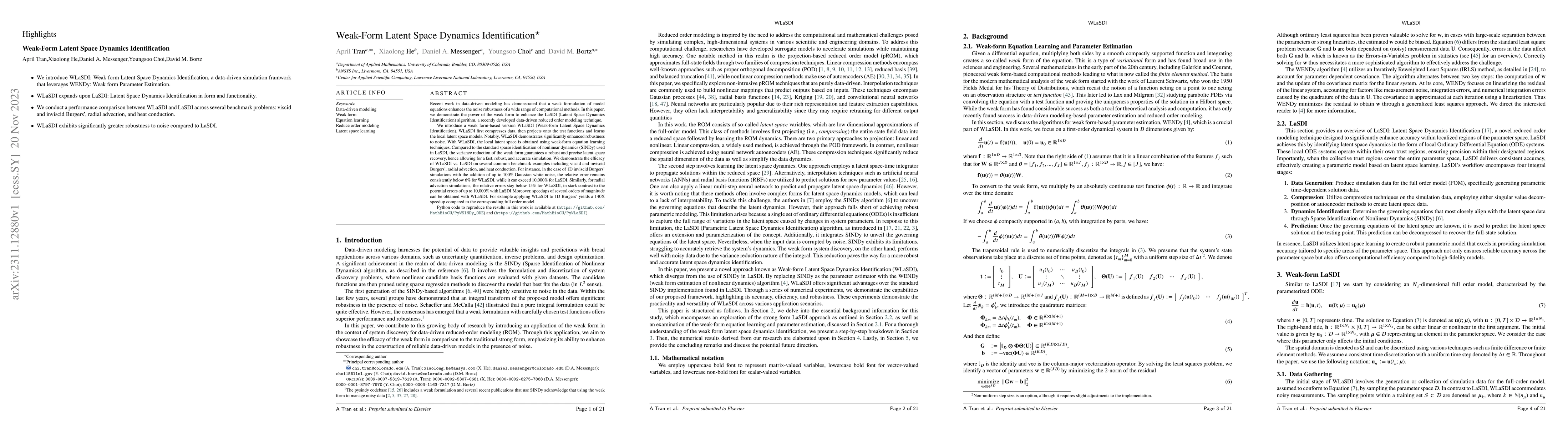 Thumbnail for Weak-Form Latent Space Dynamics Identification