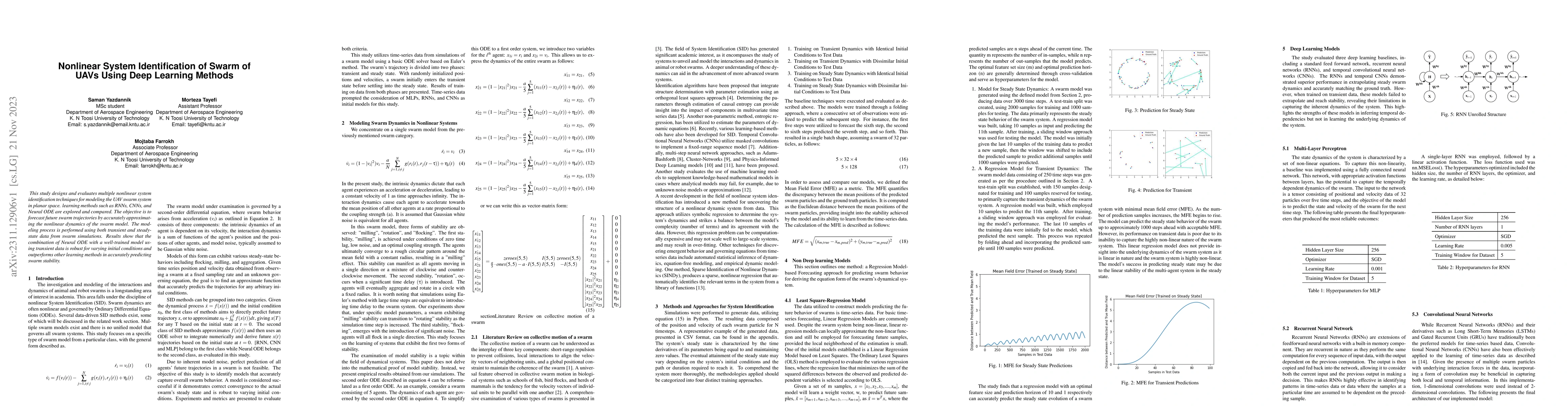 Thumbnail for Nonlinear System Identification of Swarm of UAVs Using Deep Learning
  Methods