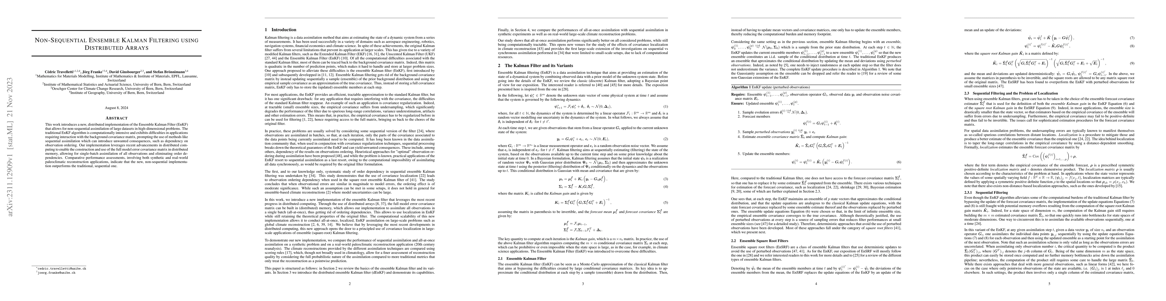 Thumbnail for Non-Sequential Ensemble Kalman Filtering using Distributed Arrays